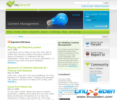 Exponent CMS 2.0 正式版发布_LinuxEden开源社区-Linux伊甸园